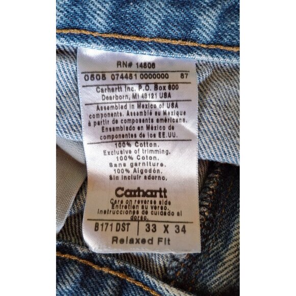 Carhartt Blue Denim Workwear Jeans With Utility Pockets Mens Relaxed Fit Size 36 - Picture 8 of 10